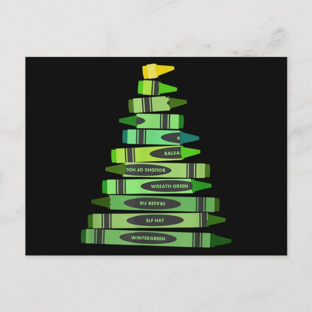 Lärare jul Gif Crayon Träd Vykort (Framsida)