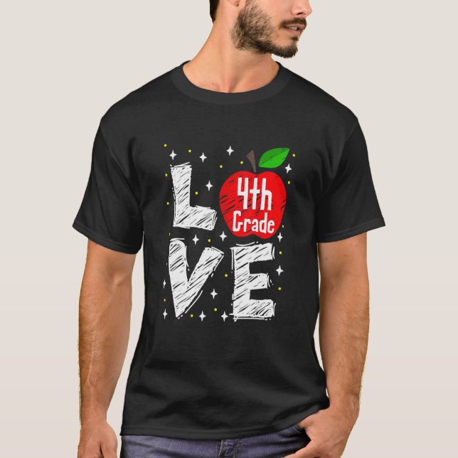 Lärare Kärlek 4:e Klass Apple T Shirt (Framsida)