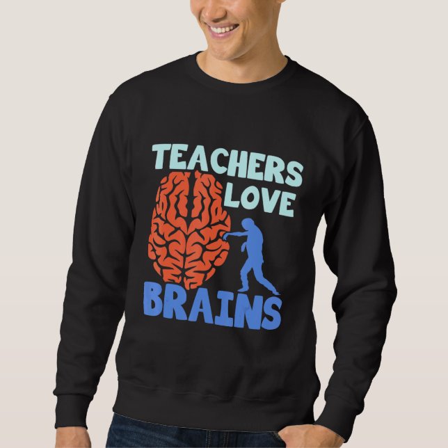 Lärare Kärlek Brains Lång Ärmad Tröja (Framsida)
