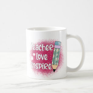 Lärare Kärlek Inspire - Rosa Glitter & Blommigt Pe Kaffemugg