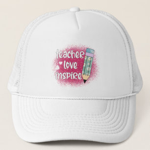 Lärare Kärlek Inspire - Rosa Glitter & Blommigt Pe Keps
