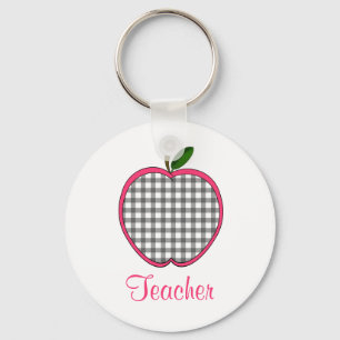 Lärare Keychain - grå Gingham för kol Nyckelring