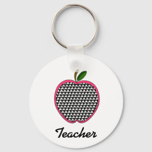 Lärare Keychain- Houndstooth Apple med Nyckelring