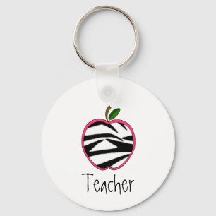 Lärare Keychain - zebra tryckApple w rosor Nyckelring