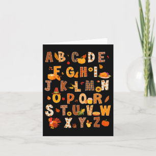 Lärare Kids Alphabet Turkey Pumpkin Höst tack Kort
