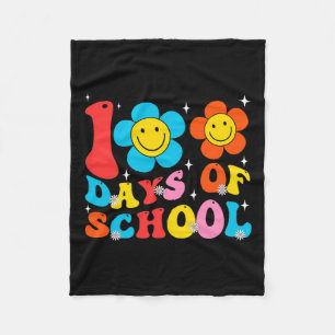 Lärare Kids Retro Groovy 100 dagar Lycklig 100 dag Fleecefilt
