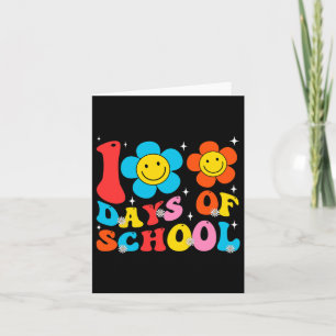 Lärare Kids Retro Groovy 100 dagar Lycklig 100 dag Kort