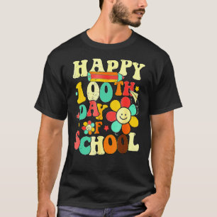 Lärare Kids Retro Groovy 100 dagar Lycklig 100 dag T Shirt