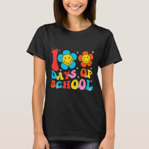 Lärare Kids Retro Groovy 100 dagar Lycklig 100 dag T Shirt