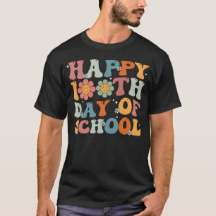 Lärare Kids Retro Groovy 100 dagar Lycklig 100 dag T Shirt