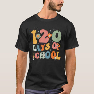 Lärare Kids Retro Groovy 120 dagar Lycklig 120 dag T Shirt