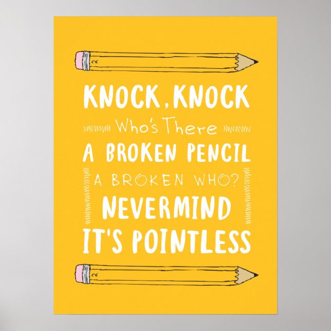 Lärare Knock Jokes Pencil Puns Kid Humor Poster (Framsidan)