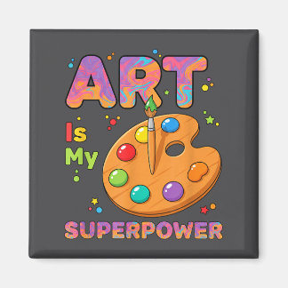 Lärare - Konst är min superwer konstlärare tecknin Magnet