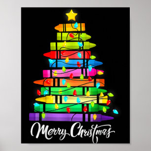 Lärare Krita God Jul Träd Ljus Skola  Poster