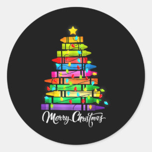 Lärare Krita God Jul Träd Ljussken Skola Runt Klistermärke