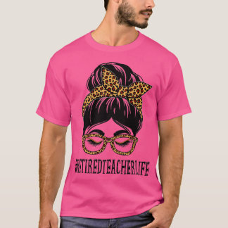 Lärare Leopard Messy Bun Women tillbaka till SC T Shirt