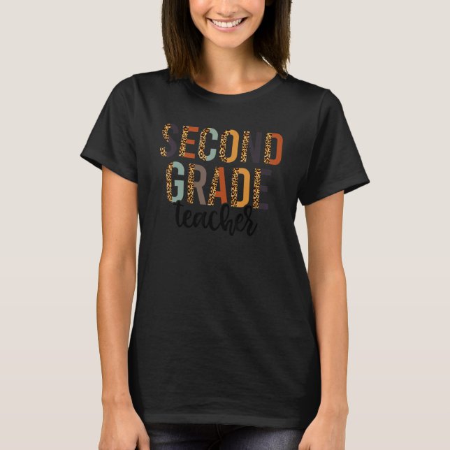 Lärare Leopard Women, andra Klass, första Scho-dag T Shirt (Framsida)