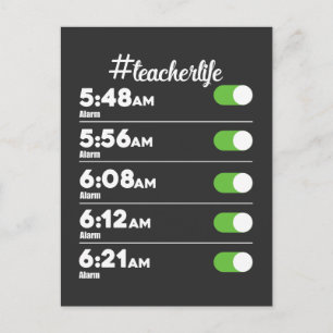 Lärare Life Alarm Clock Tidigt Bird MorgSchool Vykort