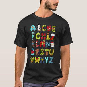 Lärare Life Alphabet Santa Hat Abc Brev Kristus T Shirt