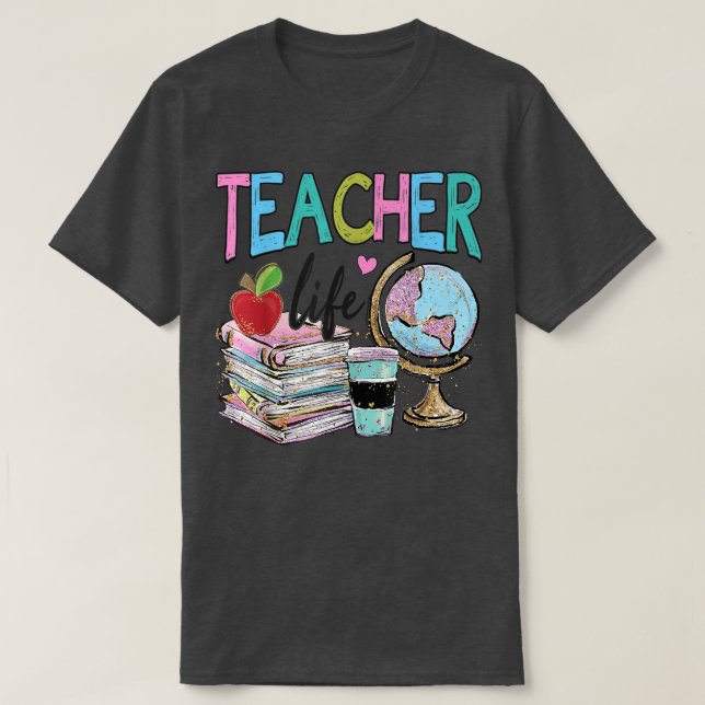 Lärare Life Back to school för Lycklig-undervisnin T Shirt (Design framsida)