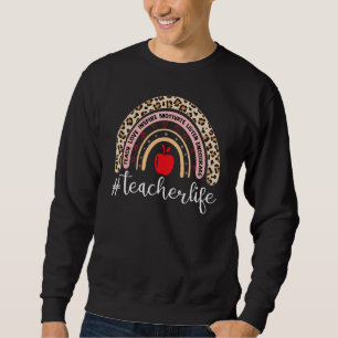 Lärare Life Leopard Boho Rainbow Teach Kärlek Insp Lång Ärmad Tröja