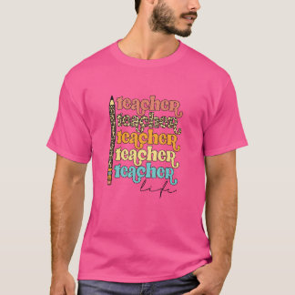 Lärare Life Leopard Skriv ut Proud Lacher Life Tea T Shirt