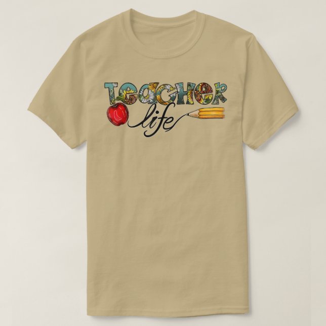Lärare Life Solros Funny Lärare tillbaka till Scho T Shirt (Design framsida)