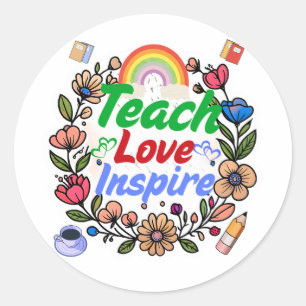 Lärare Life - Teach Kärlek Inspire Runt Klistermärke