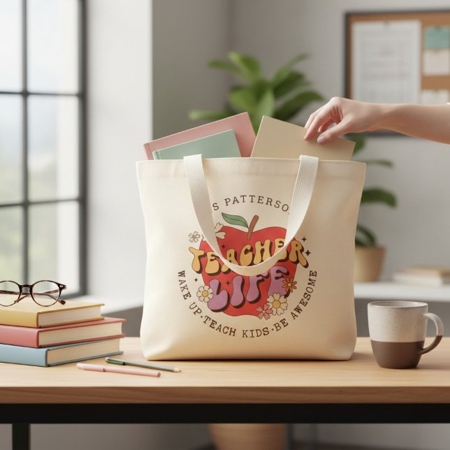 Lärare Life Wake Teach School Personlig Namn Jumbo Tygkasse (Skapare uppladdad)