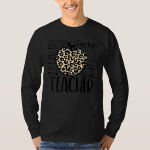 Lärare Liv Leopard Äpple Lärare Dag Tillbaka Till T Shirt