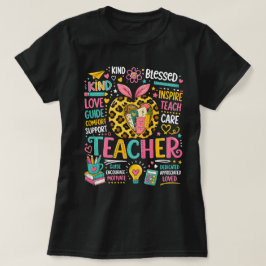 Lärare Liv Leopard Äpple Tillbaka till skolan T Shirt