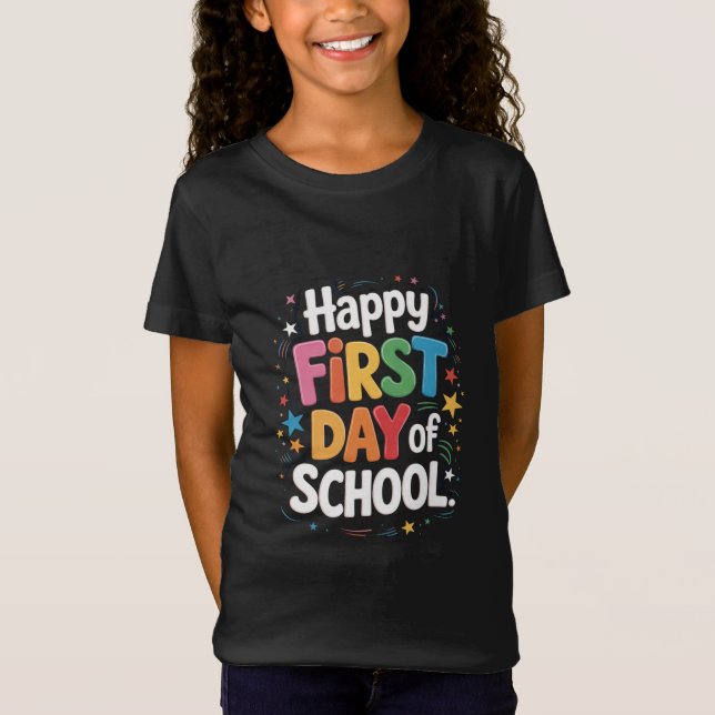 Lärare Liv Present Glad Första Skoldagen  T Shirt (Framsida)