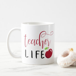 lärare liv röd äpple typografi lärare kaffemugg