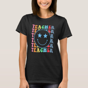 Lärare Lycklig Ansikte Smile Colorful För manar Wo T Shirt