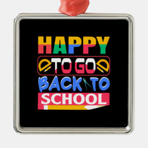 Lärare Lycklig att gå Back to school Julgransprydnad Metall