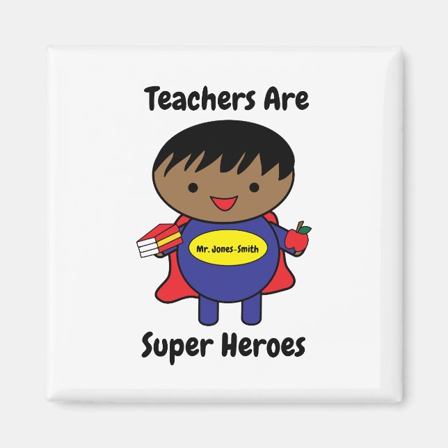 Lärare Male African American Hero Personalize Magnet (Framsidan)