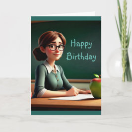 Lärare med äpple kort