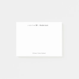 Lärare med enkel Professionell "ett meddelande frå Post-it Block