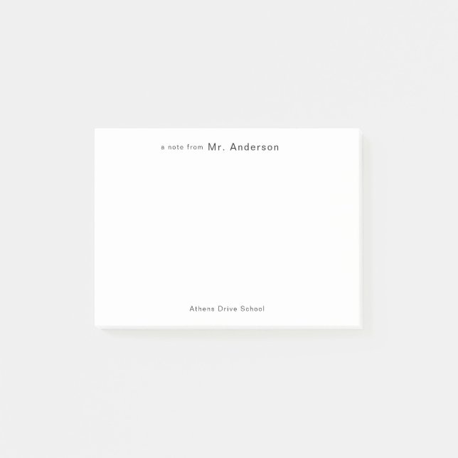 Lärare med enkel Professionell "ett meddelande frå Post-it Block (Framsida)