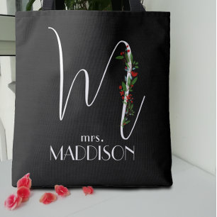 Lärare med röd vattenfärg i brev M monogram Tygkasse