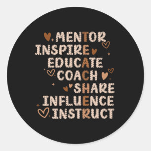 Lärare Mentor Inspire Educate Coach  Influe Runt Klistermärke