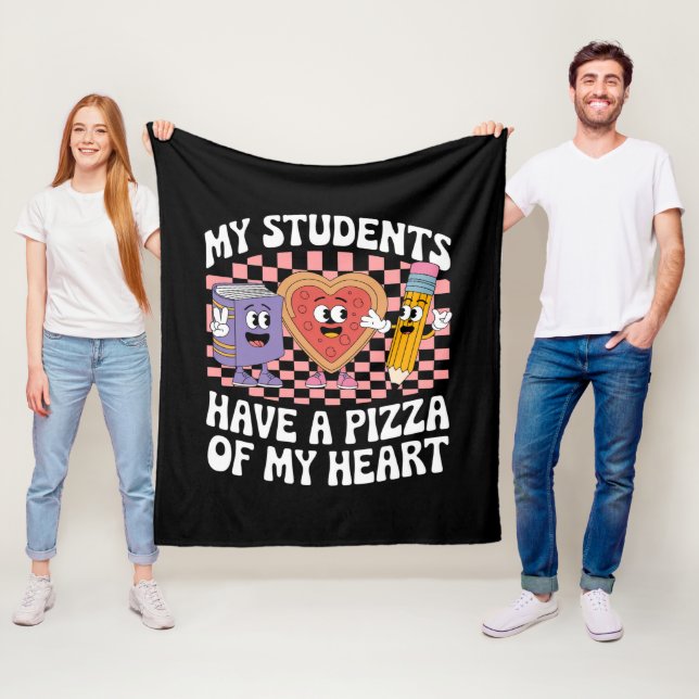 Lärare Mina elever har en pizza av mitt hjärta  Fleecefilt (På plats)