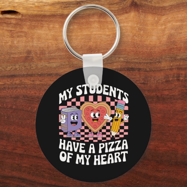 Lärare Mina elever har en pizza av mitt hjärta  Nyckelring (Framsida)