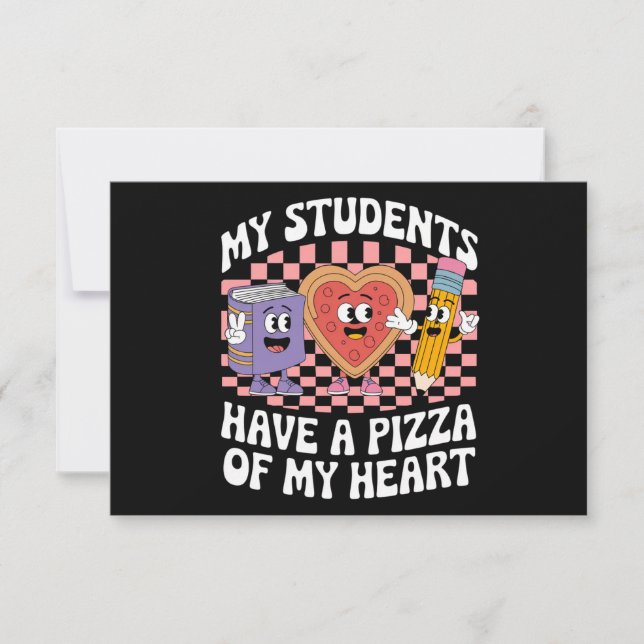 Lärare Mina elever har en pizza av mitt hjärta  Tack Kort (Framsida)