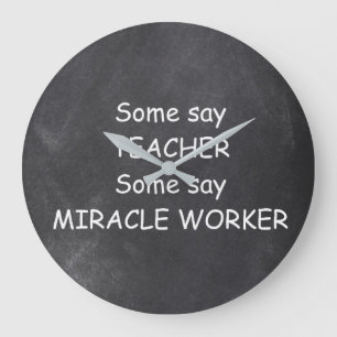 Lärare Miracle Worker Chalkboard Design Gift Idea Stor Klocka