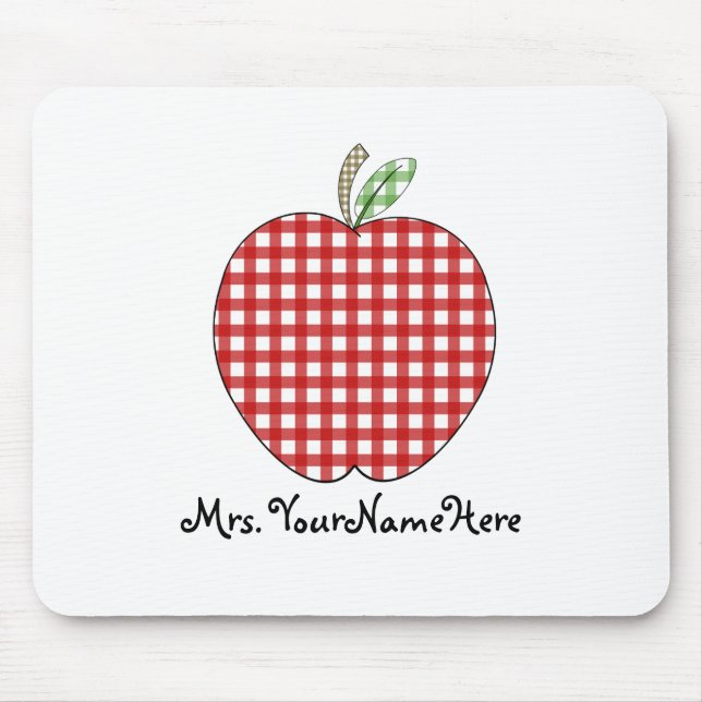 Lärare Mousepad - röd Gingham Apple Musmatta (Framsidan)