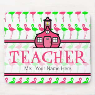 Lärare Mousepad - rosa- & gröntFlamingomönster Musmatta