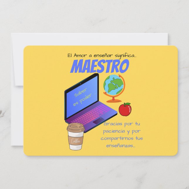 Lärare mugg maestro citat inbjudningar (Framsida)