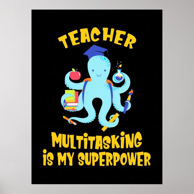 Lärare Multitasking Humor Poster (Framsidan)