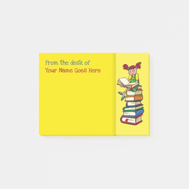 Lärare namn bordsredaktör bokar Flickas roligt Post-it Block (Framsida)